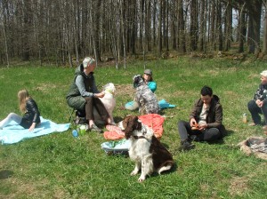 Výcvik s pejsky a pečení buřtů.