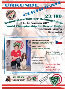 Diplom z Mistrovství světa.