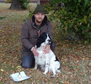 Xanta (Endži) z Větrné paseky se svým vůdcem na KPZ, kde spolu získali I. cenu a titul CACT.